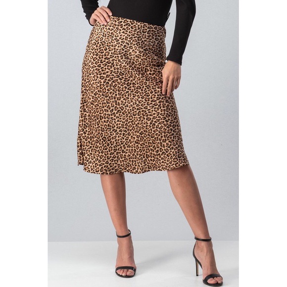 Wild Nights Satin Leopard Print Midi Skirt - Picture 3 of 6